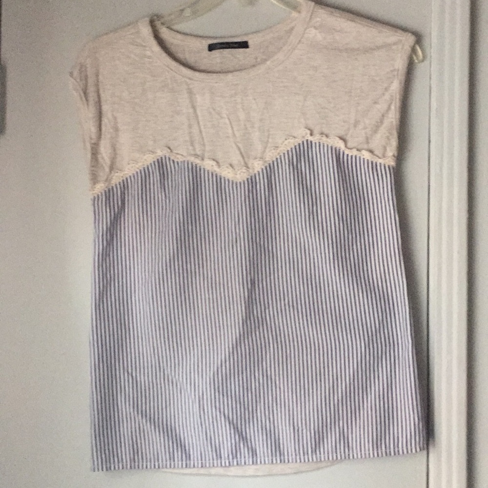 Striped white lace shirt